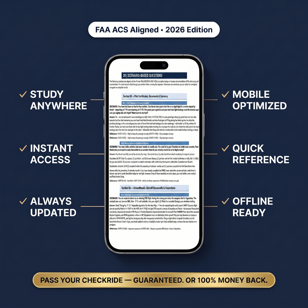 Private Pilot Checkride Playbook – Pass Your FAA Oral & Practical Exam First Try | ACS-Aligned PDF Download